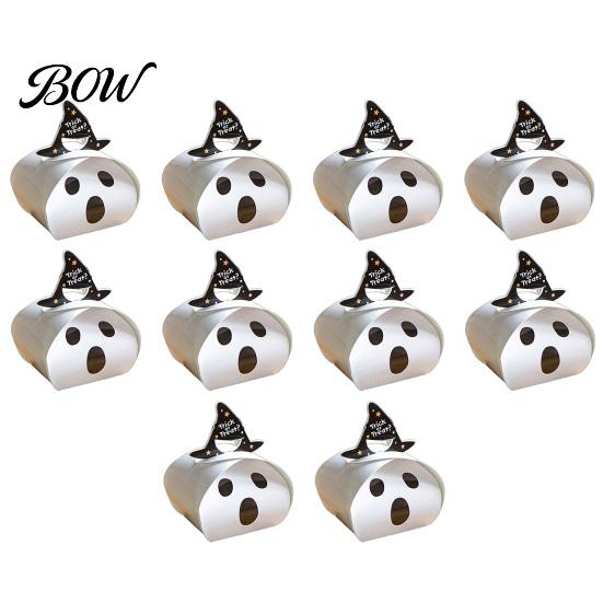 Small Paper Snack Boxes 10 Pcs Halloween Candy Boxes, Cute Wizard Hat Pumpkin Ghost Holiday Dessert Treat Holder for Party Favors, Kids 10 Pcs