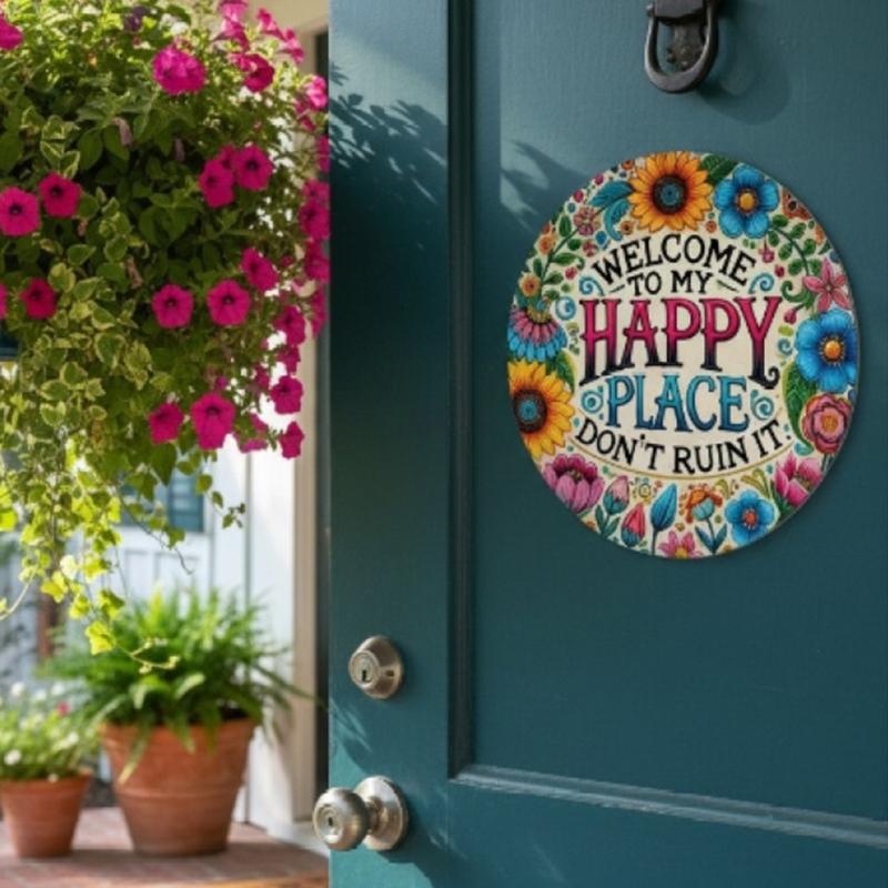 Welcome to Happy Place Don't Ruin It Wall Signs Welcome Sign for Front Door Wooden Wall Signs for Office Home Decors
