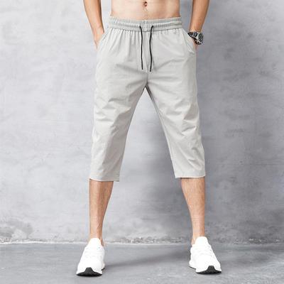 Men's Shorts Summer Breeches Thin Nylon 3/4 Length Trousers Male Quick Drying Beach Black Men's Long Shorts