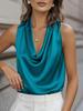 Europese & Amerikaanse Dames Satin Zijde Geplooide Mouwloze Top voor Herfst