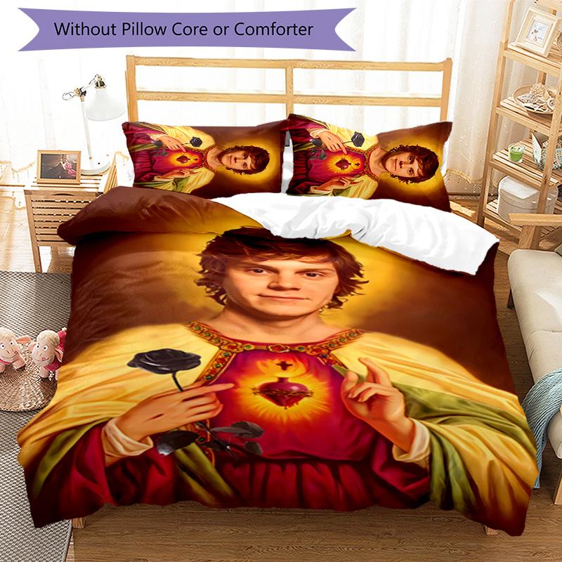 3pcs Evan Peters2 pattern bedding set duvet cover set includes duvet cover &pillowcases, perfect all season bedroom decoration & gift