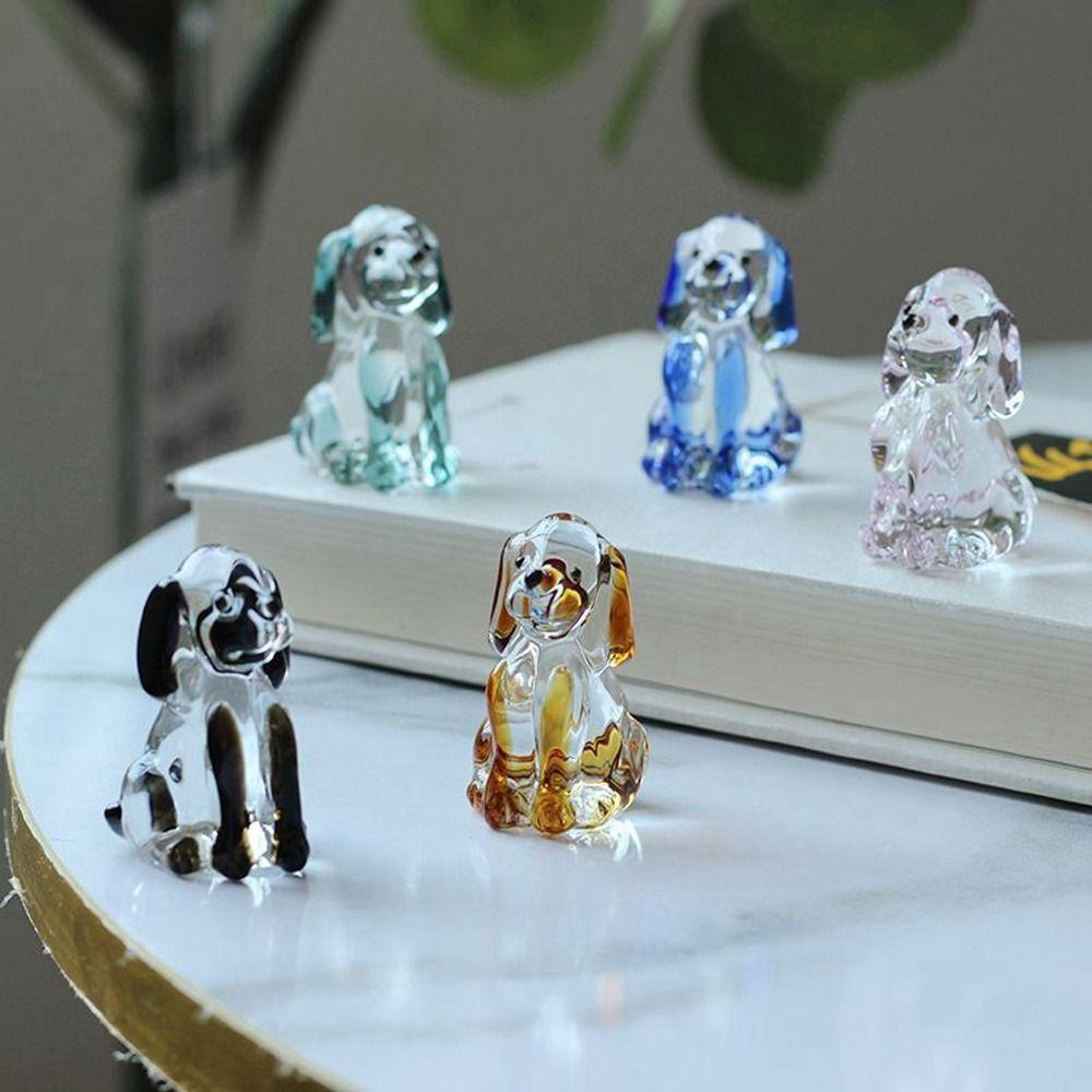 Mini Puppy Ornament Handmade Animal Statue Cute Crystal Dog Figurines  Home Decor