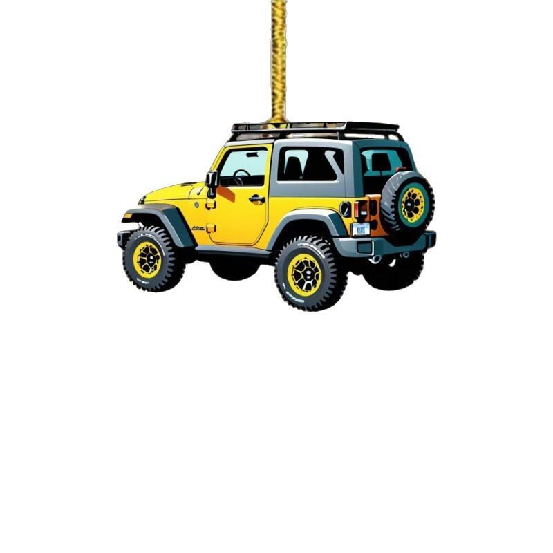 Vehicle Mirror Acrylic Ornament With Offroad Theme Car Interior Decoration Gift