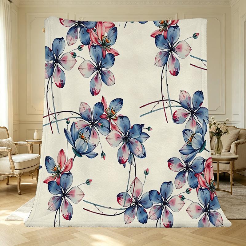 Soft Warm Minimalist Solid Floral Fleece Blanket Ideal for Home, Naps, Dorm, Halloween & Christmas