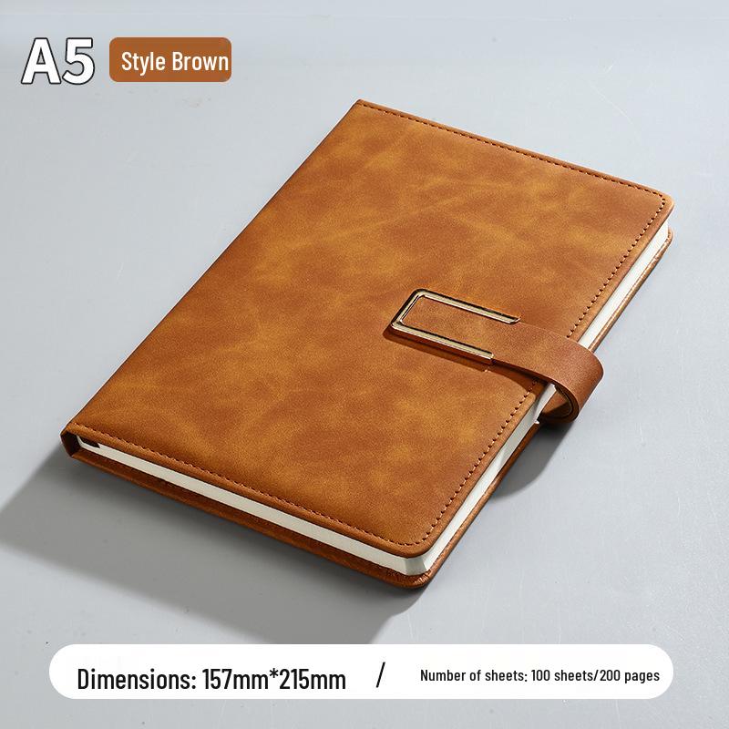 A5 Notepad Notebook Gift Set with U-Shaped Buckle, Leather Surface, Custom Logo for Business Meetings