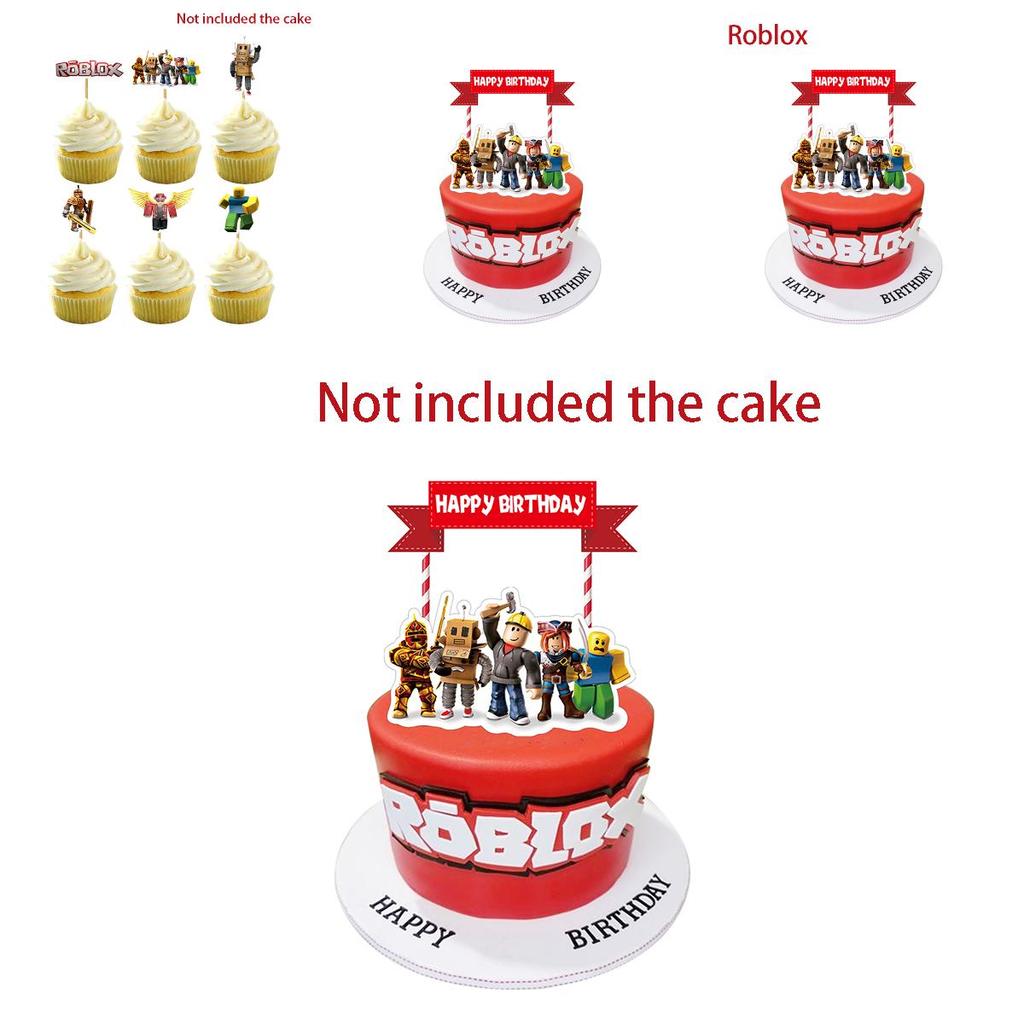 Kit de Fournitures de Fête d'Anniversaire Roblox avec Bannière, Ballons et Décorations de Gâteau Vibrants pour Enfants