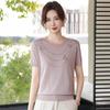 Mother's Day Summer Ice Silk T-shirt for Middle-Aged Women - Short Sleeve, Age-Reducing, Loose Fit