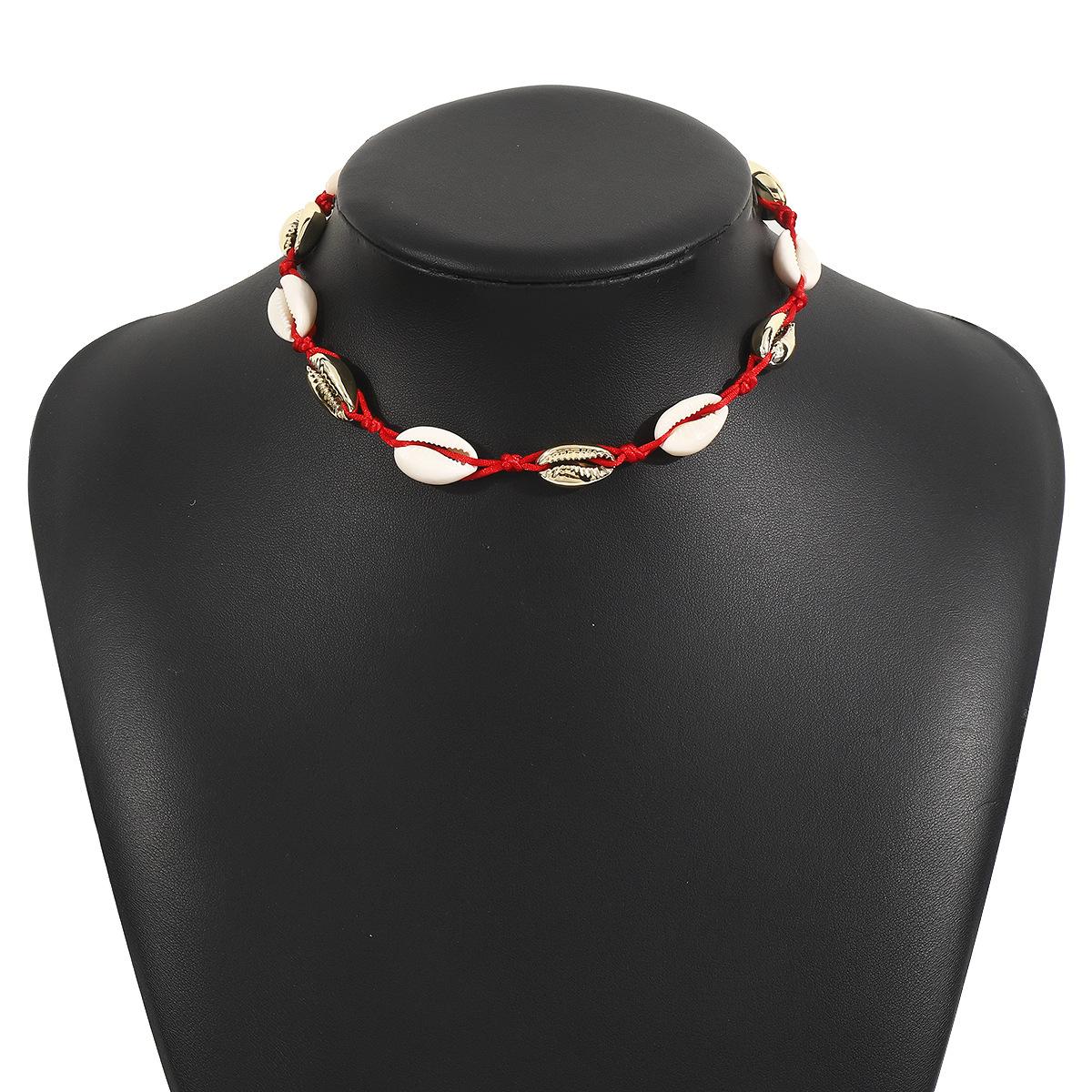 

Богемное плетеное вручную ожерелье из сплава, летняя дофаминовая цепочка на ключицу для пляжного курорта красный