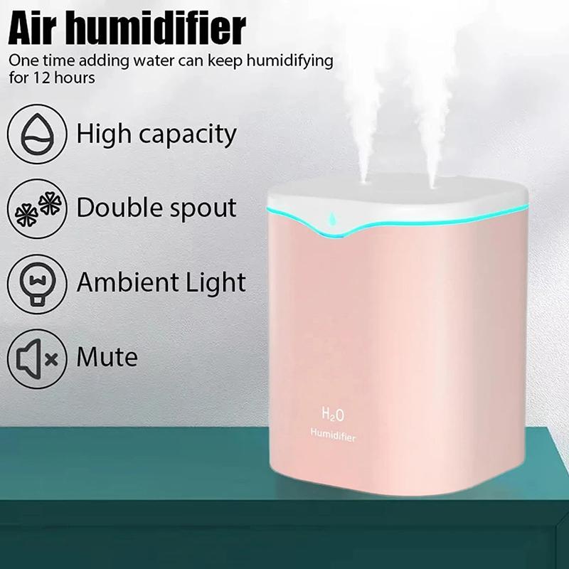 Umidificatore a Nebbia Fredda per Camera da Letto, Umidificatore d'Aria Ultrasonico Ultra Silenzioso da 2L, Umidificatori con Riempimento dall'Alto, Umidificatore da Scrivania Alimentato via USB
