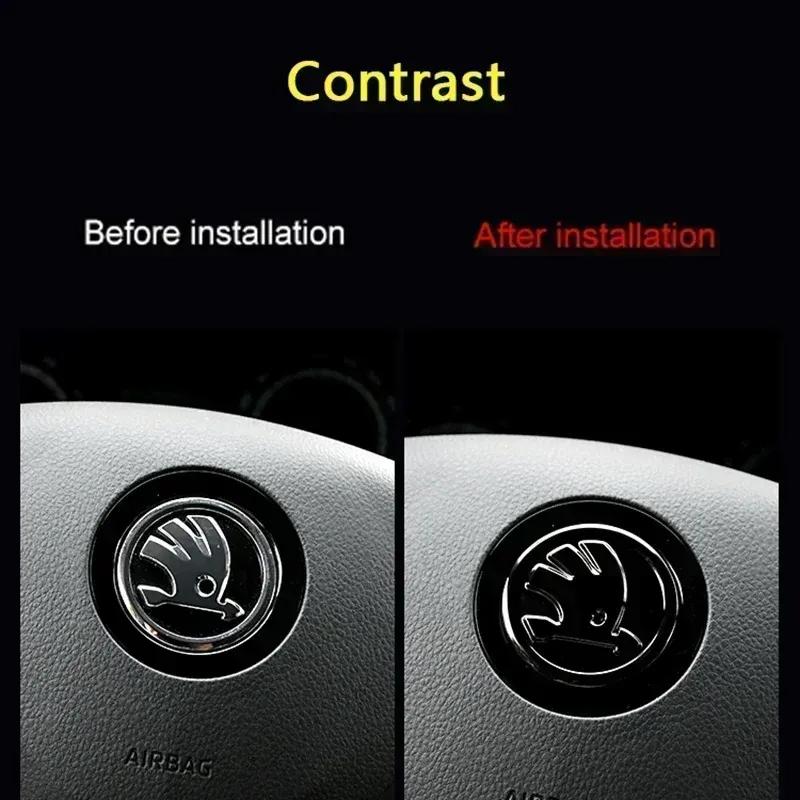 Pro Skoda 46MM Samolepka s emblémem na volant auta Rapid Octavia Fabia Laura Superb VRS Yeti Kodiaq Karoq KAMIQ Scala Citigo