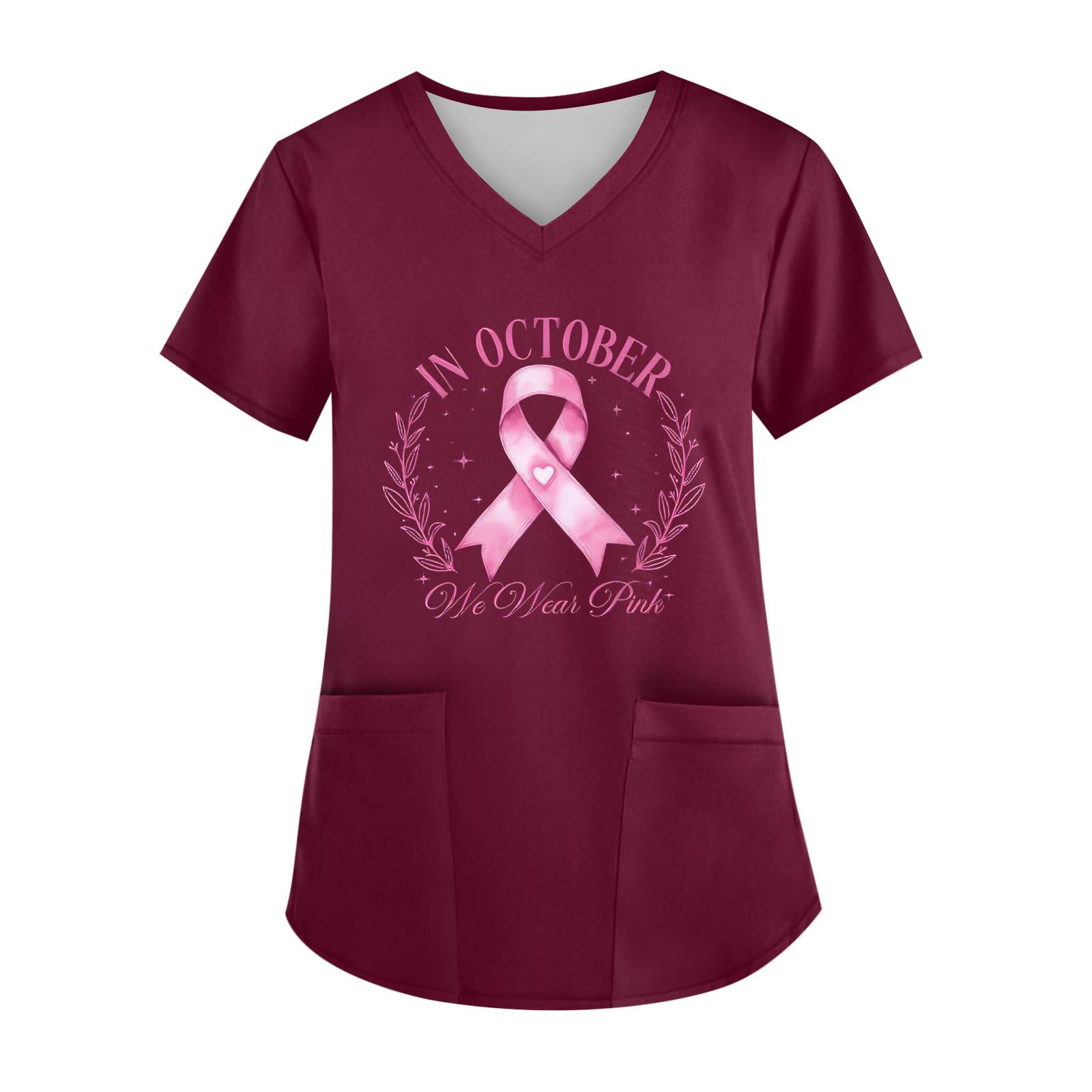 

Женский топ с V-образным вырезом, короткими рукавами, карманом и боковым разрезом M винный