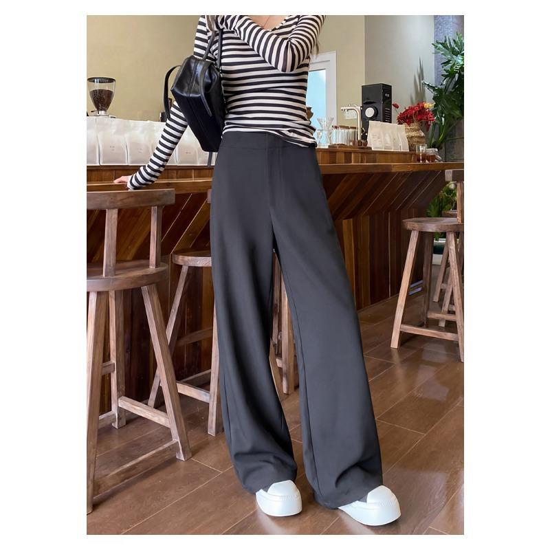 Women High Waist Wide Leg Casual Suit Trousers Petite Fit