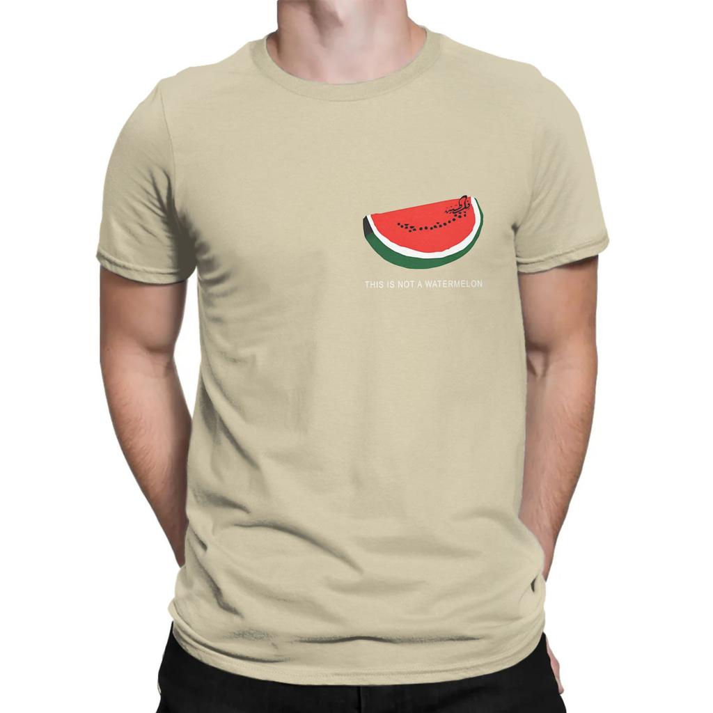 Watermelons Palestined Men's T Shirt Vintage Tees Short Sleeve Round Neck T-Shirt 100% Cotton Gift Idea Tops