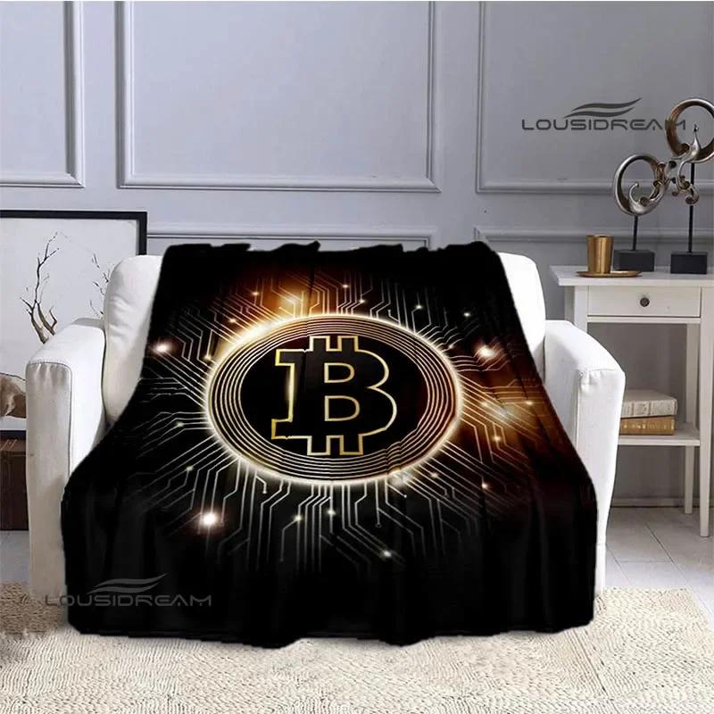 Bitcoin Fashion Printed Blanket Kids Warm Blanket Flannel Soft Cozy Blanket Sofa Bed Blanket Travel Blanket Birthday Gift