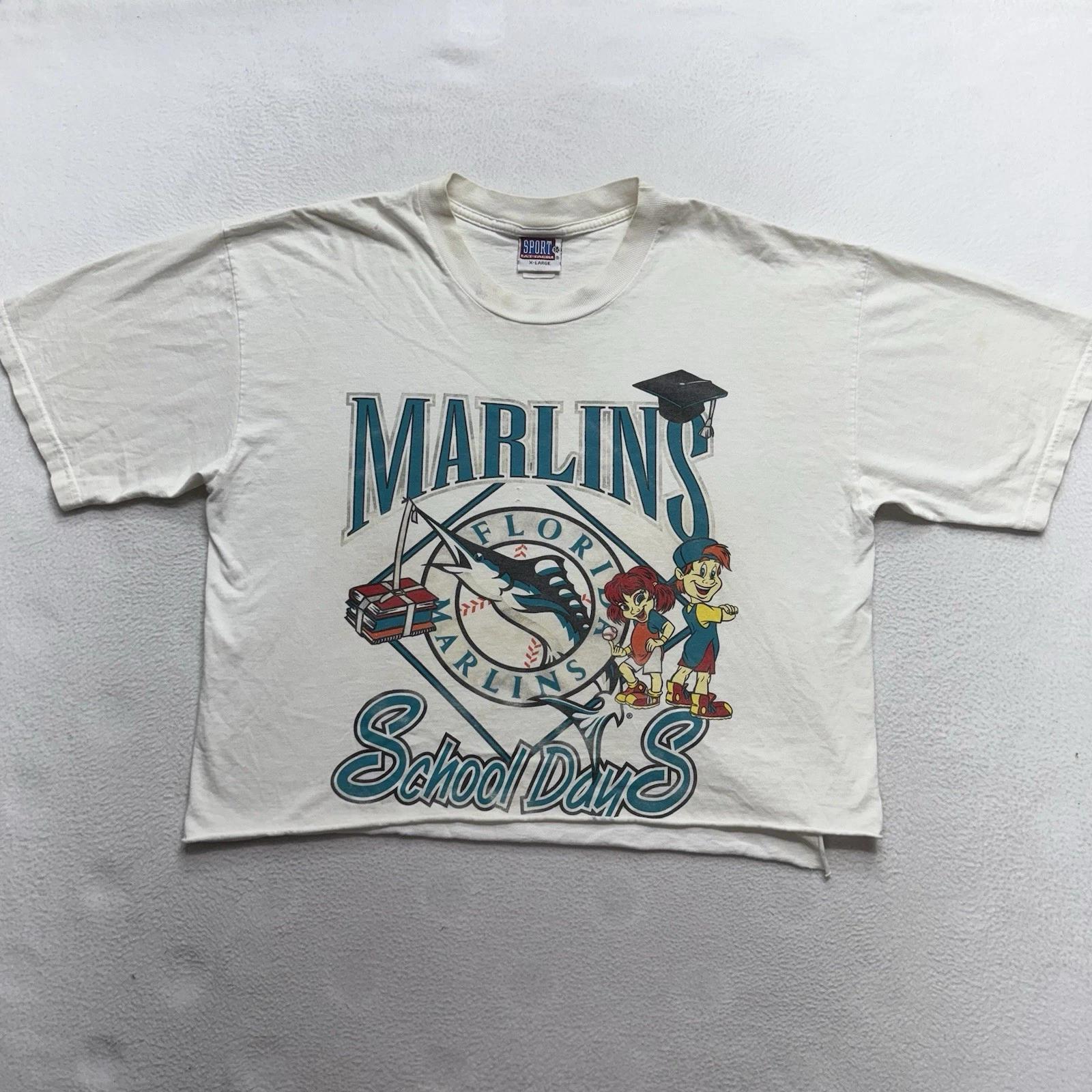 

VTG 90 s 1994 Florida Marlins Baseball T-Shirt XL School Days Miami Cropped M
