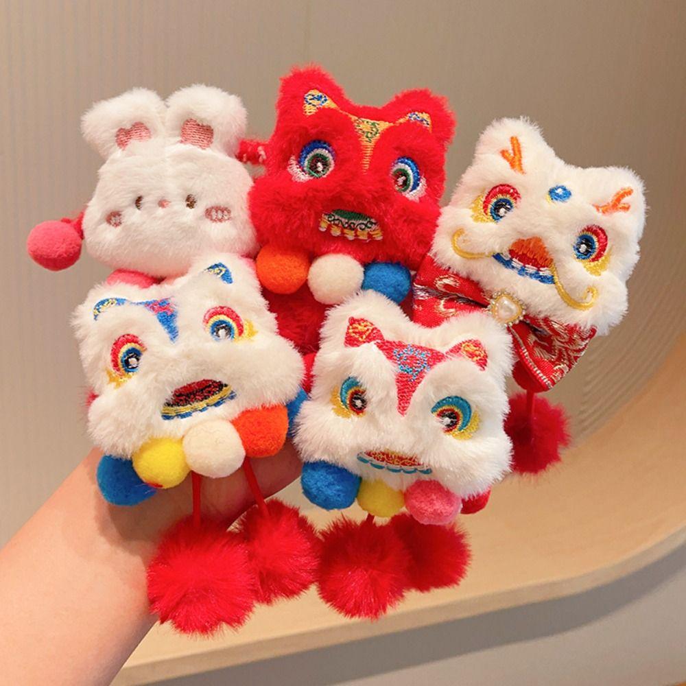 Ponytail Holder Lion Awakening Headwear Tassel Plush Elastic Hair Band New Year Hair Rope  Travel