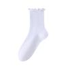 Women's Mid-Calf Lace Socks: Black Edge, Solid Color, Versatile Japanese Style, Four Seasons, Perfect for Mary Jane Loafers