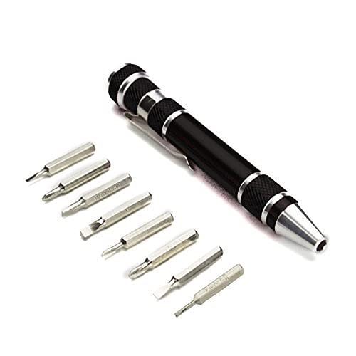 TEMLUM 8-in-1 Pen-Shaped Precision Screwdriver Set with Interchangeable Blades, Mini Screwdriver Set with Magnet, Convenient to Carry, Flathead Screwd