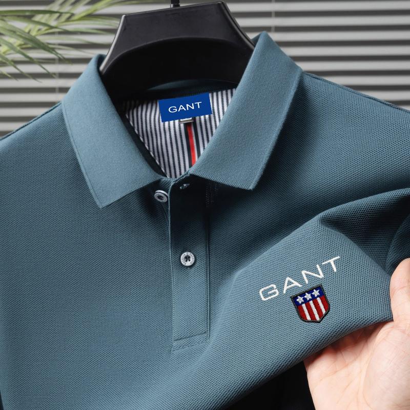 Gant Sommer Herre Ny Broderi Ensfarget Ren Bomull Løs Business Casual Poloskjorte