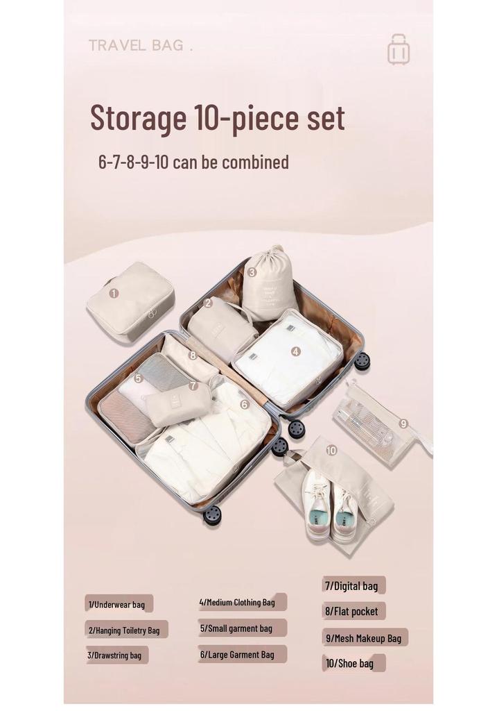 Travel Storage Bag Set - 7-Piece Multi-functional Compartment Bags for Clothes & Cosmetics