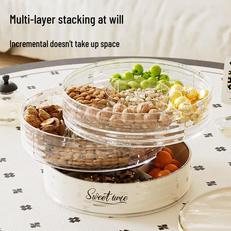 Transparent Lidded Multi-Layer Candy & Nut Storage Box Three Layers