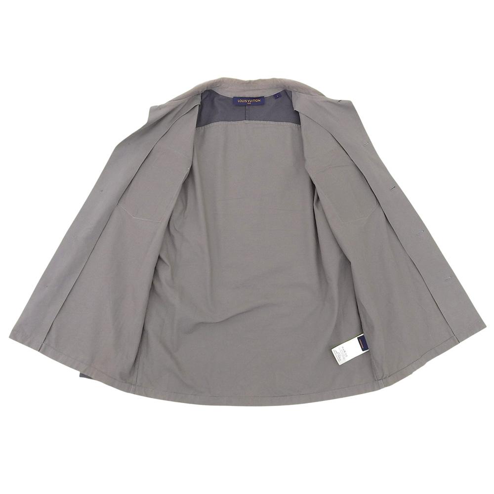 Louis Vuitton Men's Utility Cotton Overshirt, Gray/Multicolor, Size L, RM222M ND2, HNS06W, 22Stainless Steel Tops L grayUsed