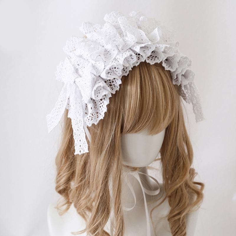 Ruffle Lace Headpiece Headband Anime Maid Cosplay Headband Lolitas Lace Flower Headwear Hair Accessories Lace Hair Band