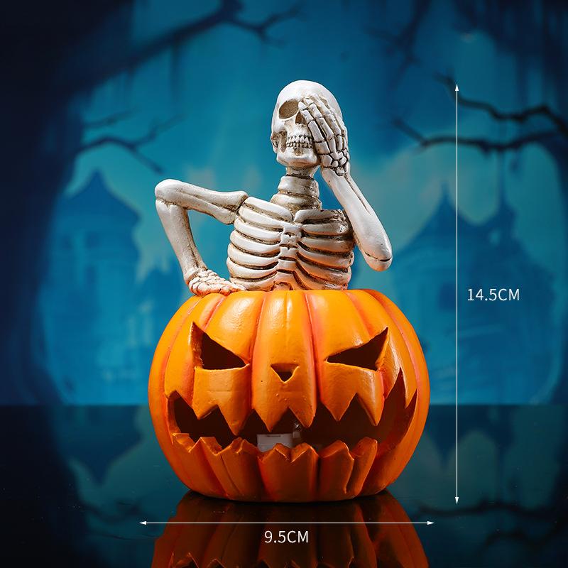 Pumpkin Lantern FigurinesParty and Funny Atmosphere Decoration Props Skull Resin Handicrafts