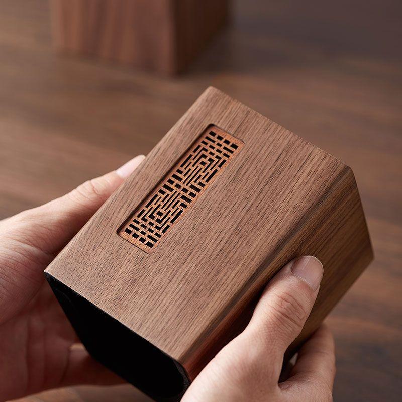 1pcs Solid Wood Multifunctional Pen Holder - Retro Desktop Organizer with Engraving Office Storage Box for Pencils Phone Stand