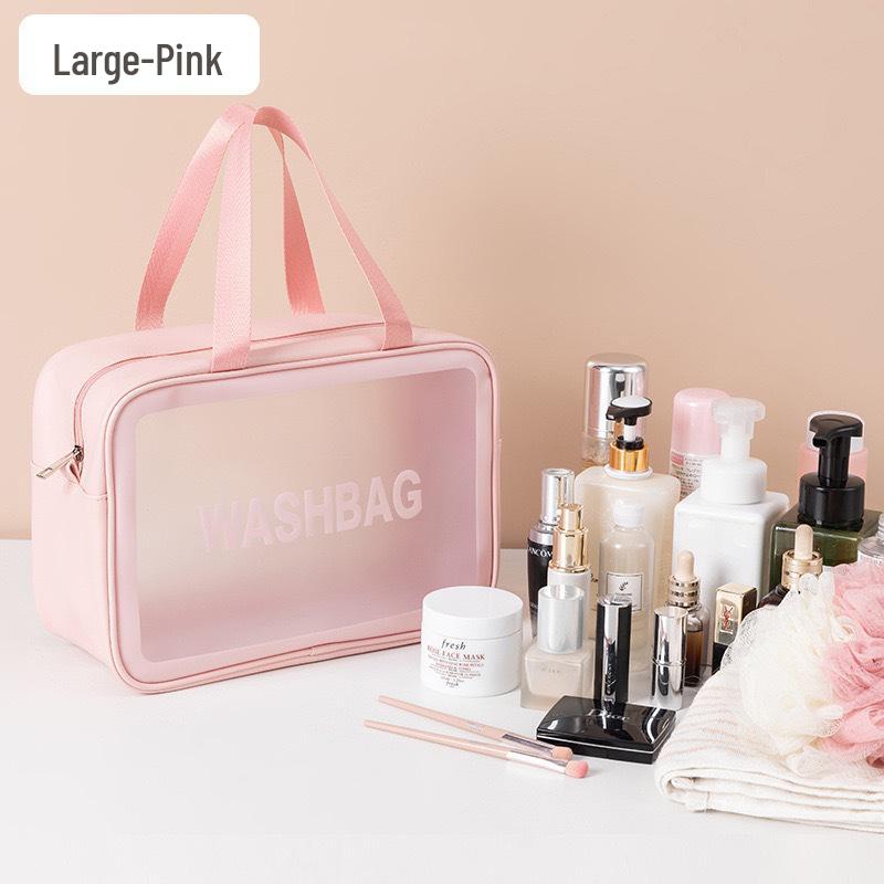 Double Layer Wet & Dry Separation Toiletry Bag - Portable Frosted Handheld Makeup & Swim Bag