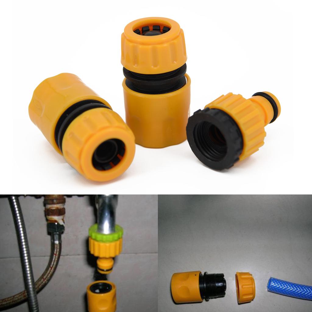 3Pc Garden Car Water Hose Pipe Tap Connector Connection Fitting Adapter Hosepipe