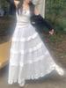 Lace High-Waisted Slimming A-Line White Midi Skirt for Women - Spring Collection