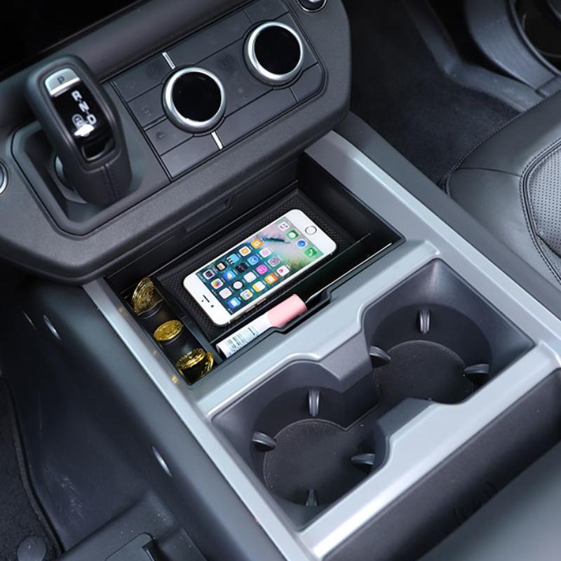 For Land Rover Defender 90 110 130 2025 ABS Black Car Center Console Lower Storage Box Tray Phone Box Car Accessories HY3