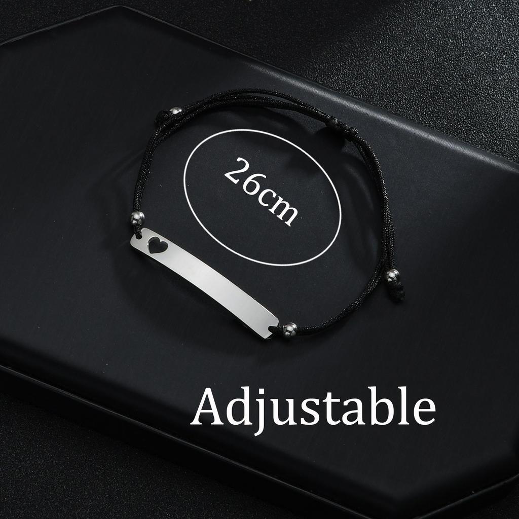 Atoztide Personalized Engrave Name Date Bracelet Set Stainless Steel For \Women Men Adjustable Link Cuban Chain Jewelry Gift