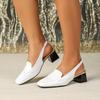 Women's Patent Leather Square Toe Chunky Heel Sandals - Backless, European & American Style, Plus Size 43