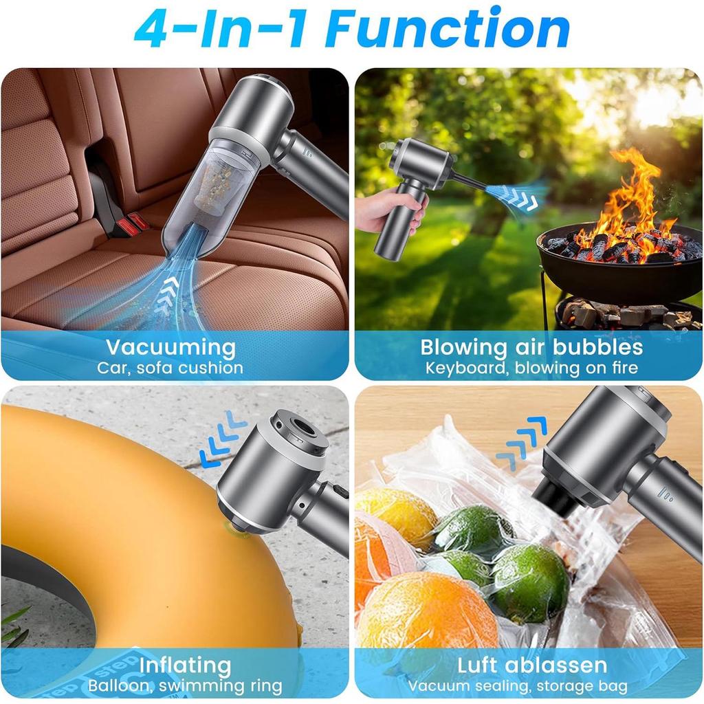 Portable Wireless Brushless Vacuum Cleaner with Adjustable Suction for Car Use