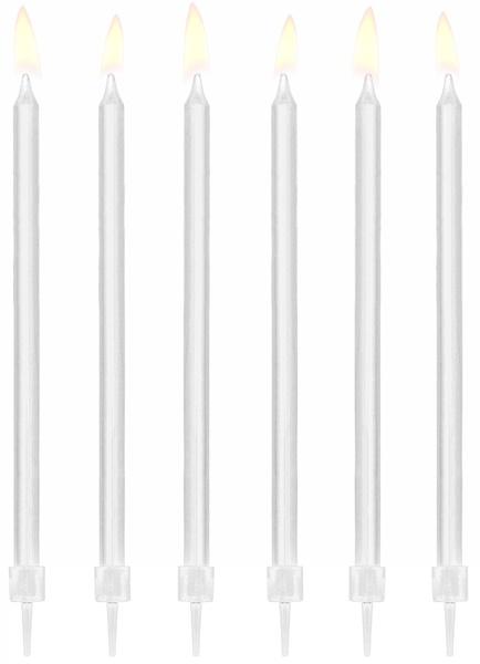 Smooth Birthday Candles White 14Cm 12Pcs