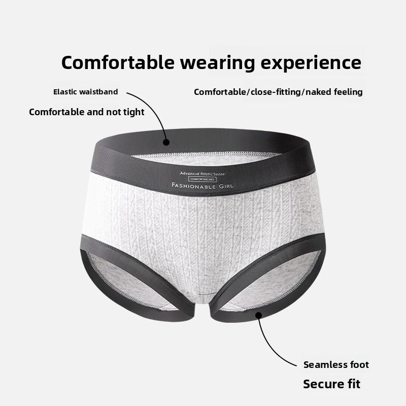 Women Spring and Autumn Pure Cotton Antibacterial Crotch Breathable Non Trace Middle Waist Triangle Briefs