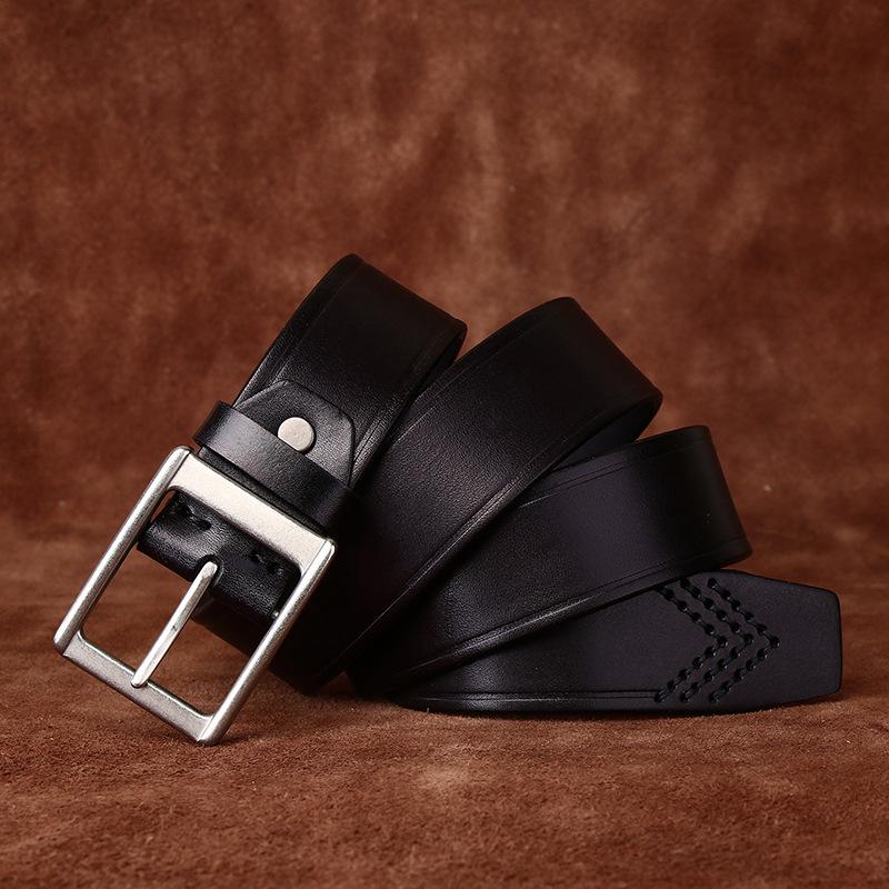 Belt Men's Stylish Simple and Versatile Trendy Italian Top Layer Cowhide Leather Pin Buckle Casual Fashion Brand Men's Leather Belt