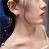 Korean White Drip Oil Circular Stud Earrings for Women Exquisite Sparkling Crystal Geometric Round Earrings Party Jewelry Gifts