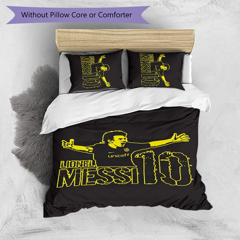 Set Lenzuola 3 Pezzi con Stampa Modello Lionel Messi Morbido Delicato sulla Pelle Lavabile Copripiumino e Federe Set Tutte le Stagioni Camera da Letto
