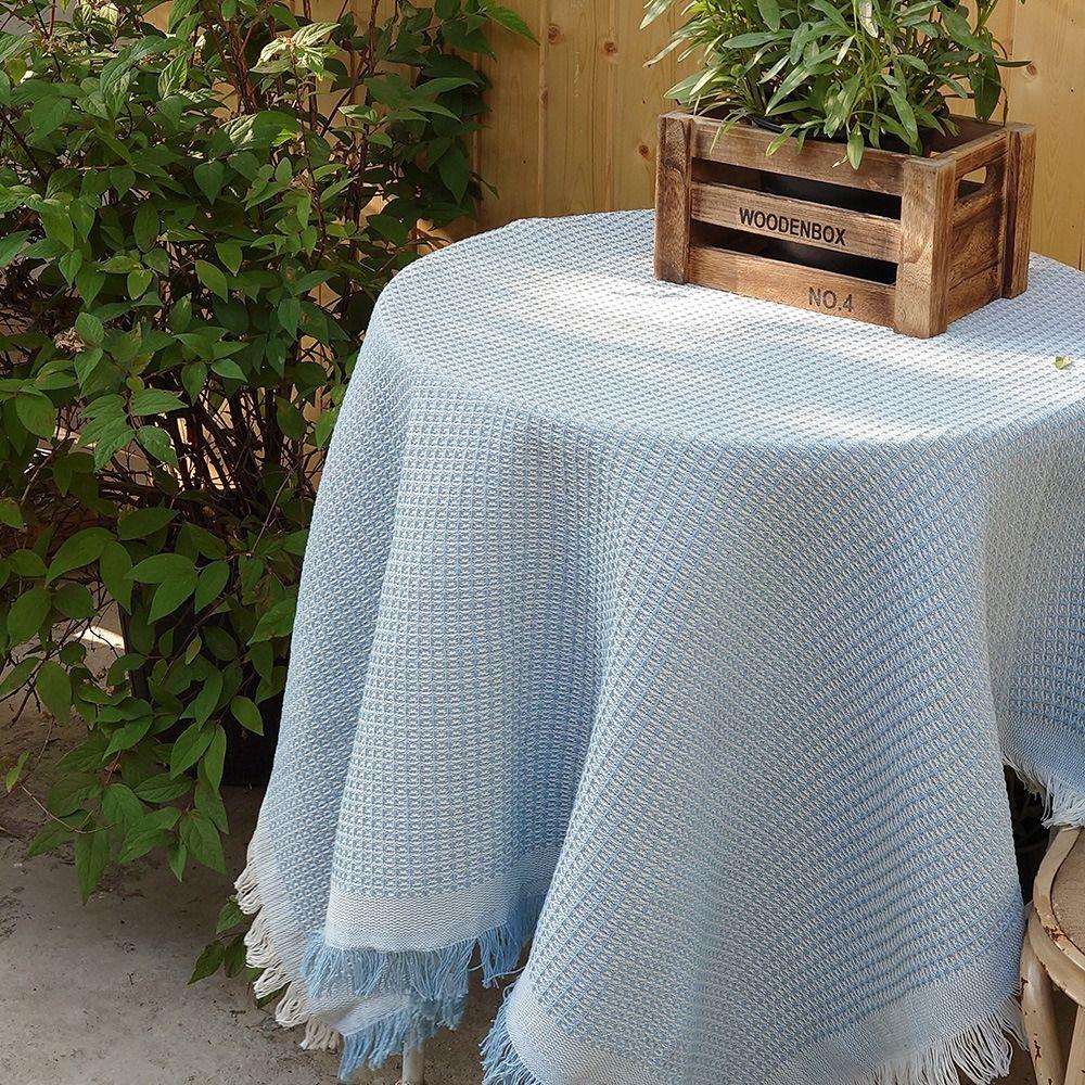 Waffle Texture Round Table Tablecloth White Dinner Tea Table Covers  Photography Background