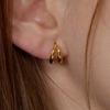 [LOMET] 14K GF Volume Two-Line One-Touch Earrings_MJ5013BFE