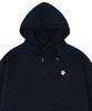 [Unisex] White Odd Flower Embroidered Hoodie_Navy