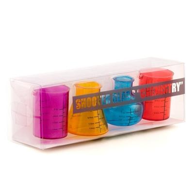 Lot of 4 Shooters Beakers 4 Shot Glasses Pot Chemistry
