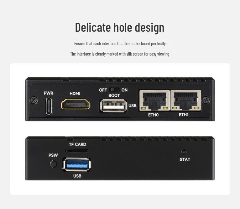 Raspberry Pi CM5 Erweiterungsplatine mit zwei Netzwerkanschlüssen (Gigabit/2,5G), M.2 M-Key, HDMI, MIPI und RJ45-Schnittstellen