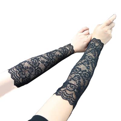 1 Paio Guanti Lunghi Sexy in Pizzo Intagliati Senza Dita Maniche Protezione Solare Per Donne Ragazze Sottili Ciclismo Sport Outdoor
