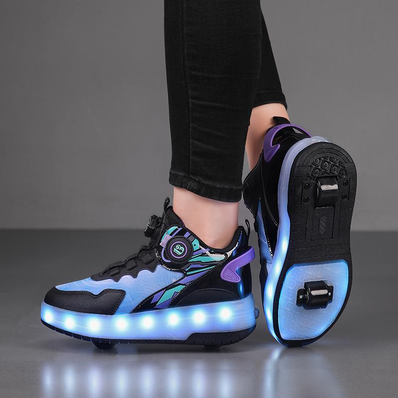 Boys/girls Two-wheel Dual-purpose Roller Skates Double Row Heely Shoes Roller Skates Luminous Sports Shoes Rechargeable