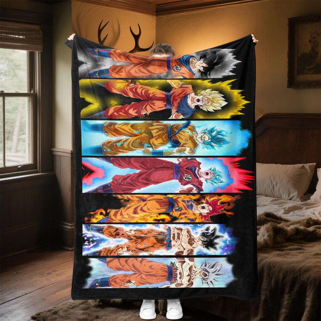 1 Stück Dragon Ball Super Aufdruck Flanelldecke, Hohe Qualität für alle Jahreszeiten, Heimdekoration, Wärme und Komfort, Perfekt für Weihnachtsgeschenke