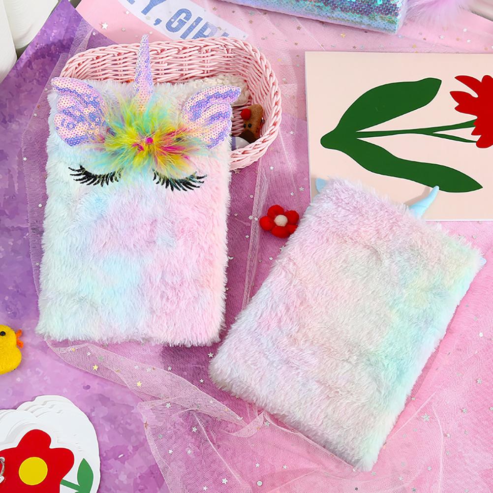 Plush Notebook Sequins Diary Cute Plush Journal for Girl